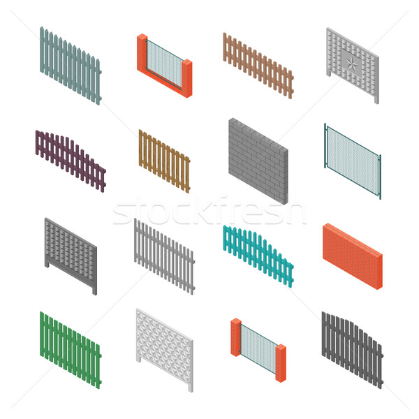 A set of isometric spans fences, vector illustration. Stock photo © kup1984