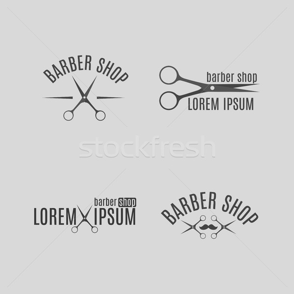 Set of grey emblem for barber shop, vector illustration. Stock photo © kup1984