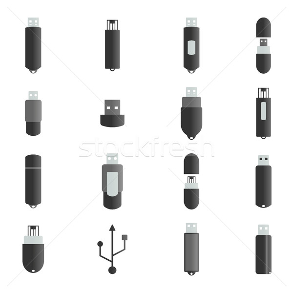 Icons  flash drive, vector illustration. Stock photo © kup1984