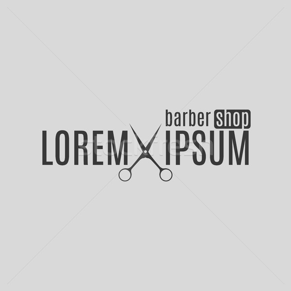 Grey emblem barber shop, vector illustration. Stock photo © kup1984