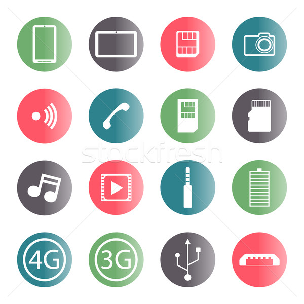 A set of mobile icons, vector illustration. Stock photo © kup1984
