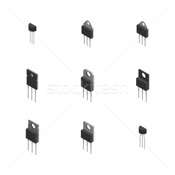 Set of different 3D electronic components , vector illustration. Stock photo © kup1984