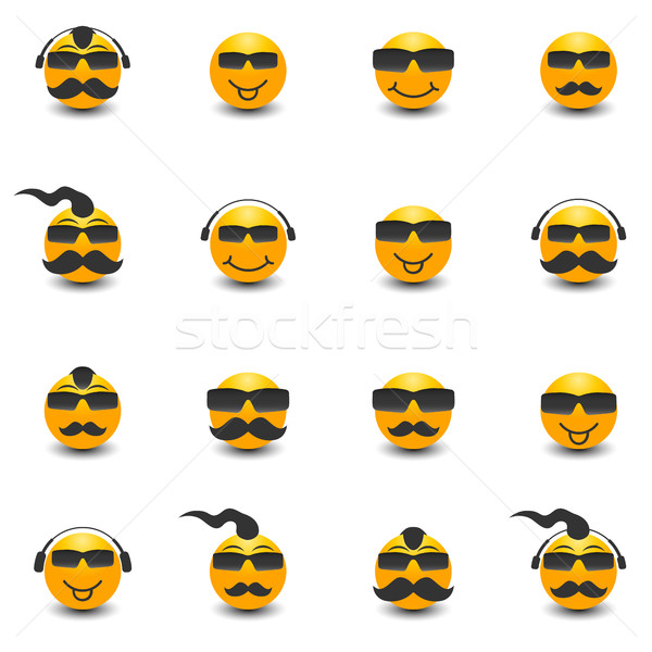 Funny face mustata ochelari de soare Căşti izolat alb Imagine de stoc © kup1984