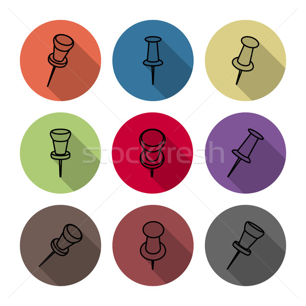  Set of icons pushpins, vector illustration. Stock photo © kup1984