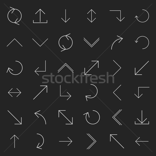 Set linear arrow Pfeile unterschiedlich dünne Stock foto © kup1984