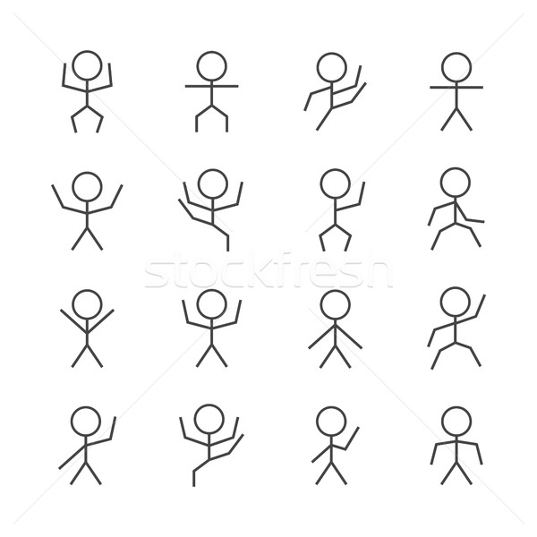 Stock photo: Set of stick figures from thin line, vector illustration.