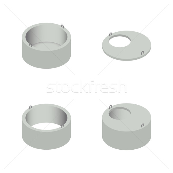 Set the iron concrete rings for wells, vector illustration. Stock photo © kup1984