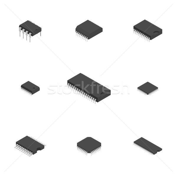 Set of different 3D electronic components , vector illustration. Stock photo © kup1984