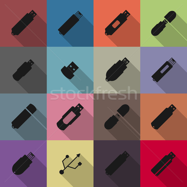 Stock photo: Icons flash drive, vector illustration.