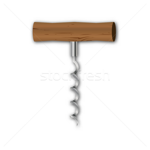 [[stock_photo]]: Tire-bouchon · réaliste · acier · bois · gérer · isolé