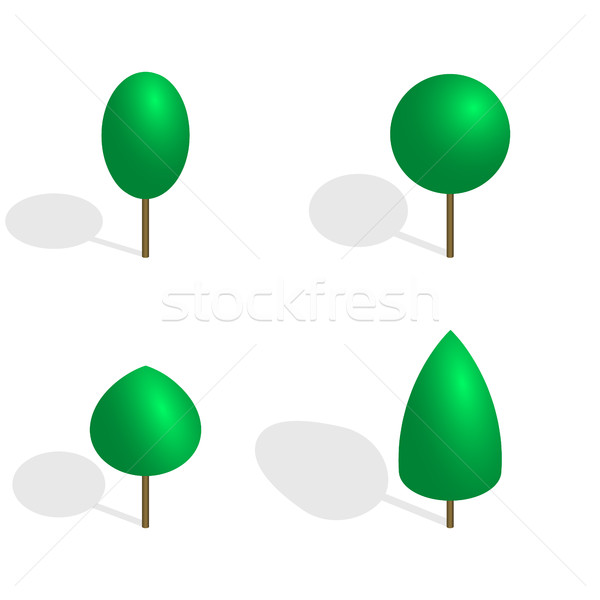 Zdjęcia stock: Zielone · drzew · 3D · różny · odizolowany
