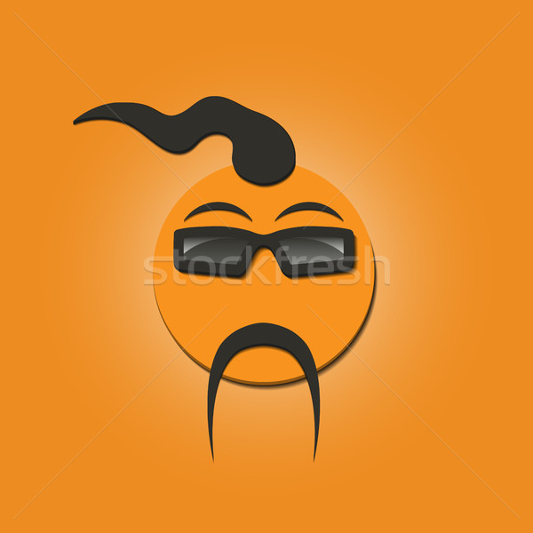 Stock photo: Funny face with a mustache, vector illustration.