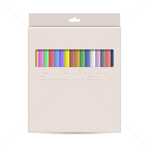 Packing with colored pencils, vector illustration. Stock photo © kup1984