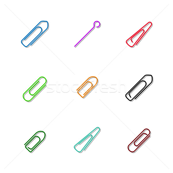 Set of multicolored paper clips, vector illustration. Stock photo © kup1984