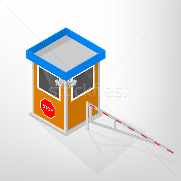 Security lodges with a mechanical barrier isometric, vector illustration. Stock photo © kup1984