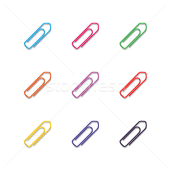 Set of multicolored paper clips, vector illustration. Stock photo © kup1984