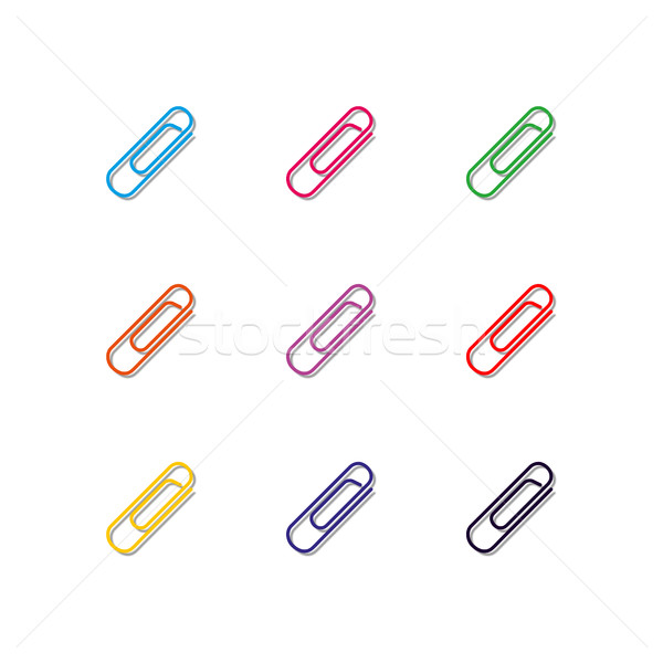 Set of multicolored paper clips, vector illustration. Stock photo © kup1984
