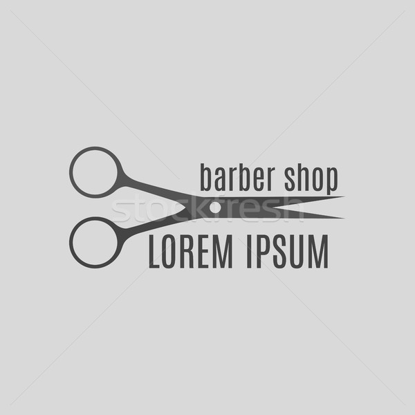 Grey emblem barber shop, vector illustration. Stock photo © kup1984