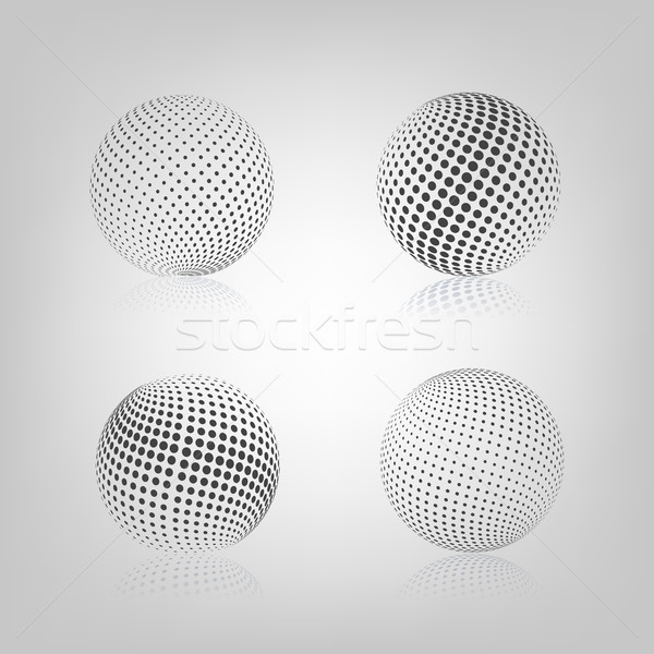 Sphère en demi-teinte gris miroir réflexion isolé Photo stock © kup1984