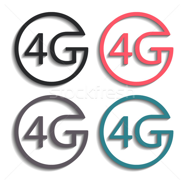 Iconen 4g ingesteld vier kleurrijk stijlvol Stockfoto © kup1984