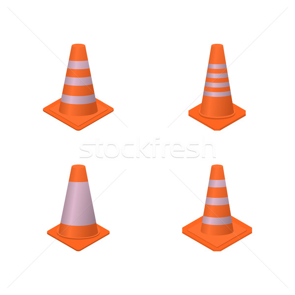 Cone sign road repair isometric style, vector illustration. Stock photo © kup1984