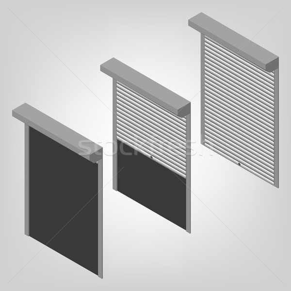 Staal veiligheid isometrische Windows deuren Stockfoto © kup1984