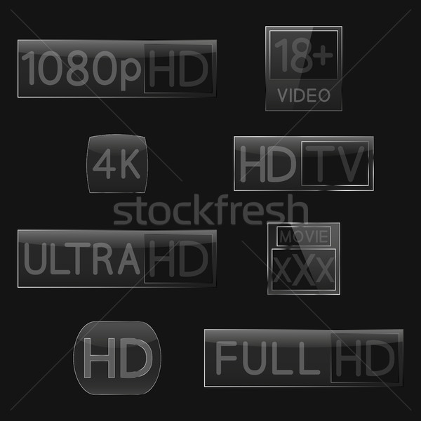 Yüksek çözünürlüklü işaretleri video siyah dördüncü ayarlamak Stok fotoğraf © kup1984