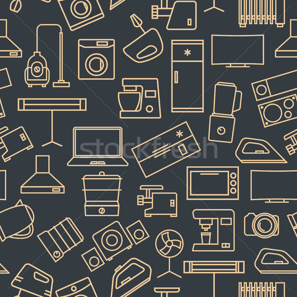 Seamless pattern from a set of household appliances icons, vector illustration. Stock photo © kup1984