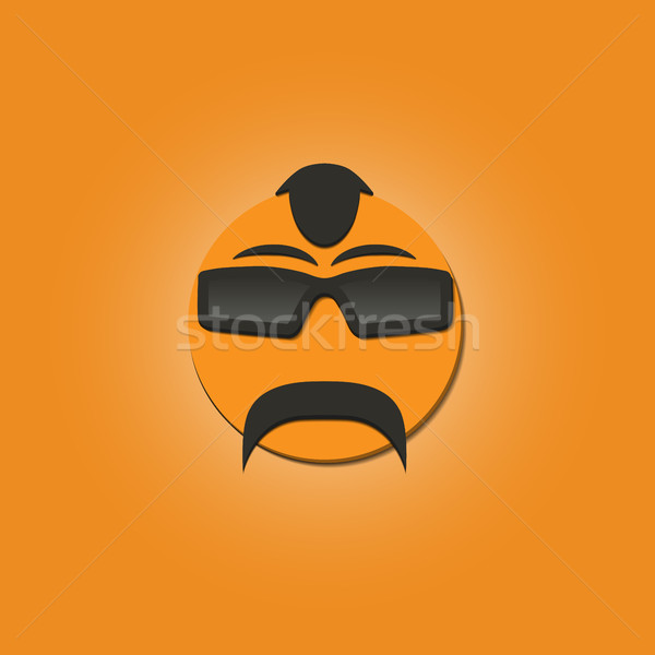 Cara divertida bigote gafas de sol amarillo vector ilustraciones Foto stock © kup1984