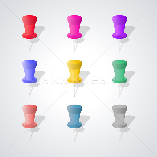 Set of pushpins, vector illustration. Stock photo © kup1984