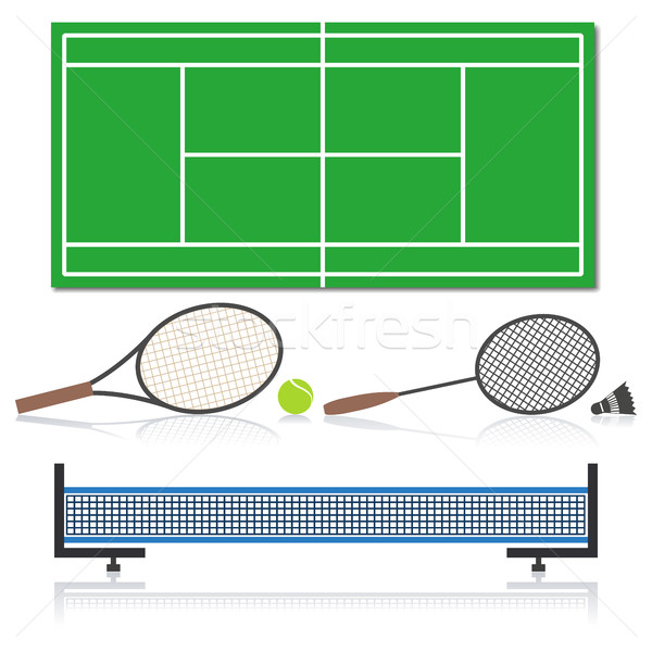 Establecer artículos deportivos tenis signo mesa web Foto stock © kup1984