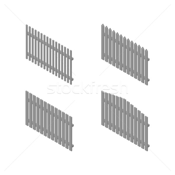 A set of isometric spans wooden fences, vector illustration. Stock photo © kup1984
