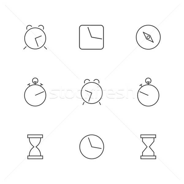 Icons clock of thin lines, vector illustration. Stock photo © kup1984