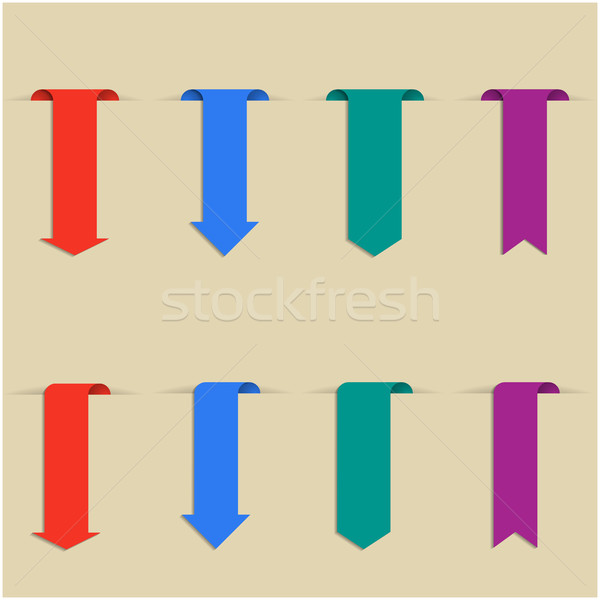 Stock photo: Set of colored bookmarks, vector illustration.