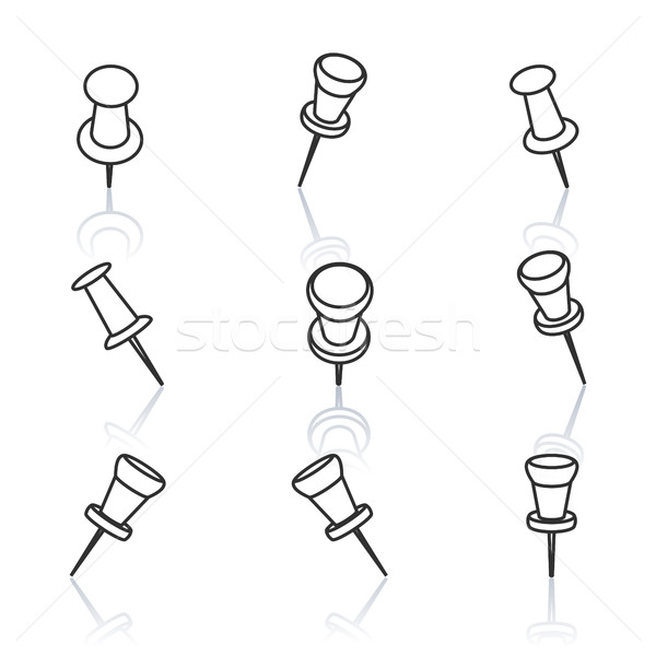  Set of pushpins, vector illustration. Stock photo © kup1984