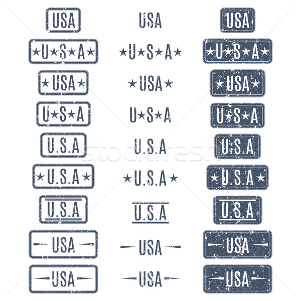 USA grunge znaczków zestaw prostokątny odizolowany Zdjęcia stock © kup1984