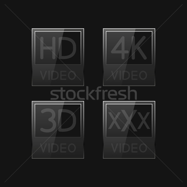 Yüksek çözünürlüklü işaretleri video siyah üçüncü ayarlamak Stok fotoğraf © kup1984