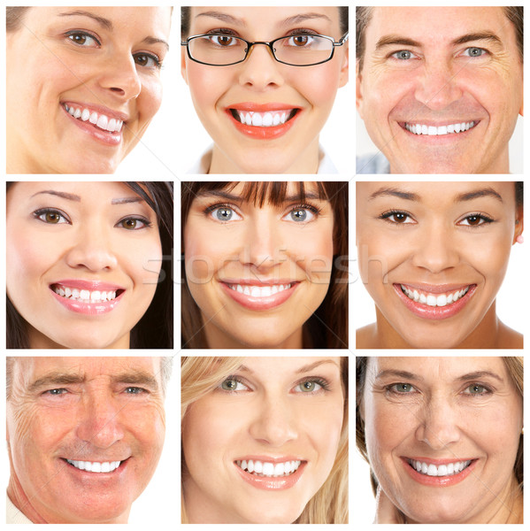 Arcok mosoly mosolyog emberek egészséges fogas mosoly Stock fotó © Kurhan