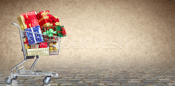 Stok fotoğraf: Alışveriş · sepeti · hediyeler · Noel · alışveriş · güzellik · kırmızı