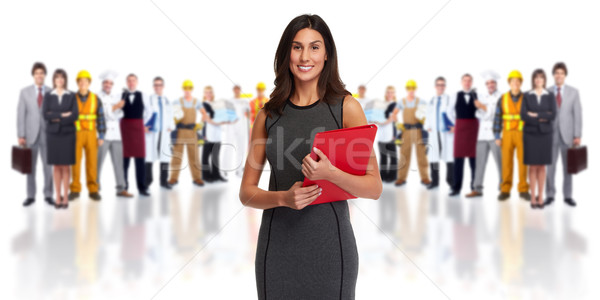 Foto stock: Equipe · de · negócios · jovem · sorridente · mulher · de · negócios · trabalhadores · grupo