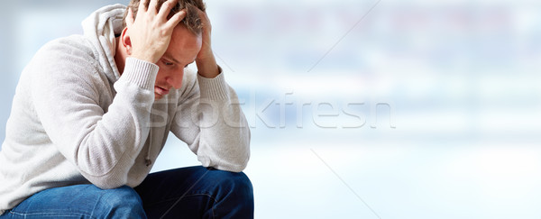 Dor de cabeça deprimido homem abstrato cara fundo Foto stock © Kurhan