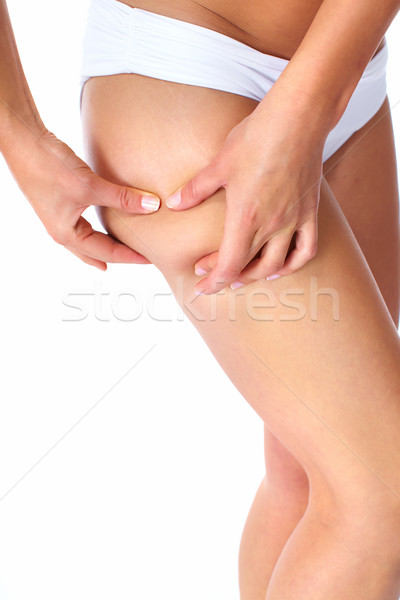 Kobieta cellulit diety fitness odizolowany biały Zdjęcia stock © Kurhan
