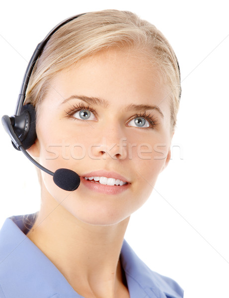 Call center operatore bella donna d'affari auricolare Foto d'archivio © Kurhan