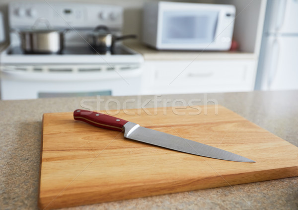 Messer Schneidebrett Küche Kochen Haus Innenraum Stock foto © Kurhan