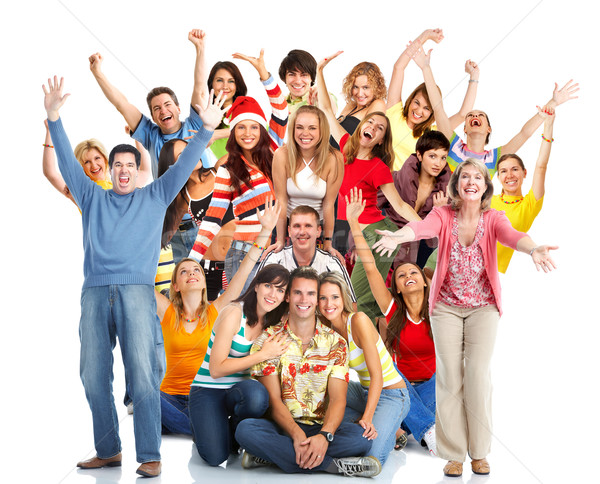 Boldog emberek csoport plakát fehér nő család Stock fotó © Kurhan