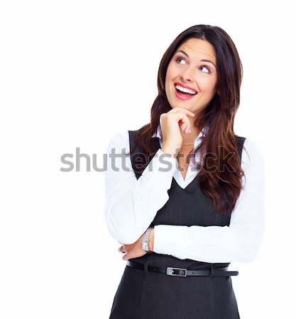 Foto stock: Mujer · de · negocios · retrato · feliz · jóvenes · aislado · blanco
