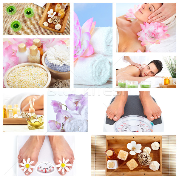 [[stock_photo]]: Belle · spa · massage · collage · détente · personnes