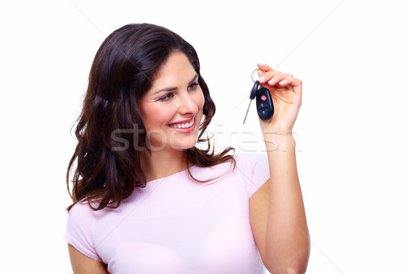 Femme clés de voiture isolé blanche affaires fille [[stock_photo]] © Kurhan