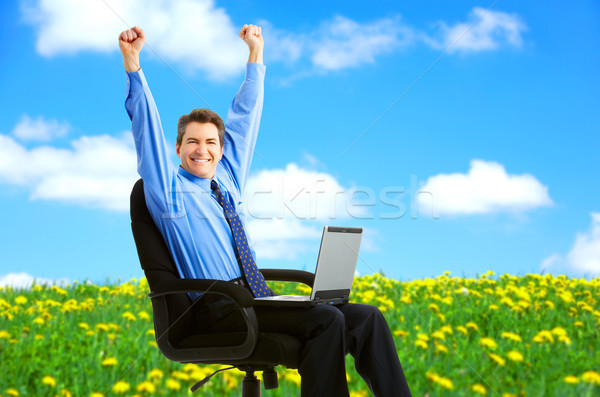 Stock fotó: üzlet · siker · sikeres · boldog · üzletember · laptop