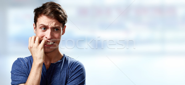 Stockfoto: Angstig · man · gezicht · nerveus · jonge · man · mensen